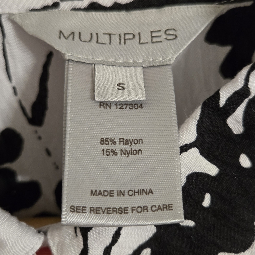 Multiples Button Front Blouse Black And White Dec… - image 6